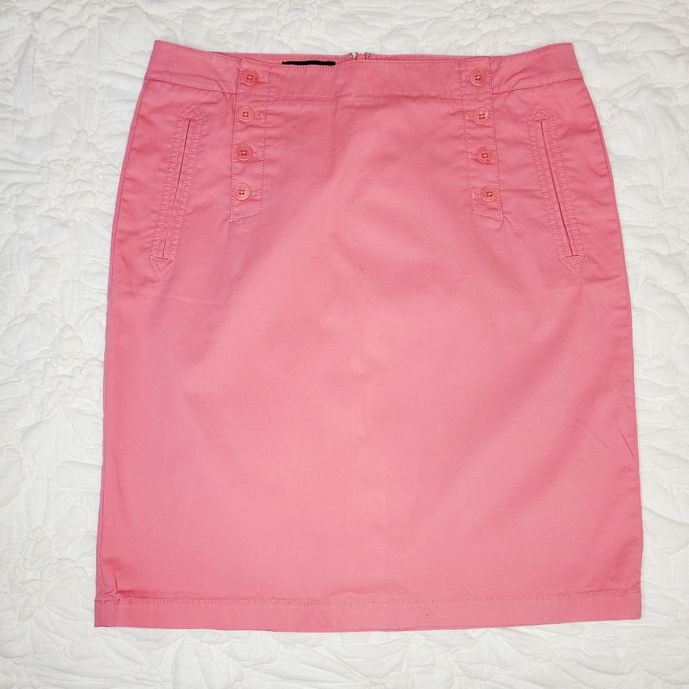 Talbots Pink Cotton Twill Pencil Skirt